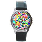 Valentine Rainbow Hearts Round Metal Watch