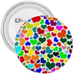 Valentine Rainbow Hearts 3  Button