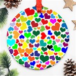 Valentine Rainbow Hearts Ornament (Round)