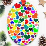 Valentine Rainbow Hearts Ornament (Oval)