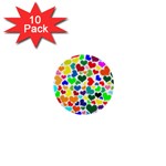 Valentine Rainbow Hearts 1  Mini Button (10 pack) 