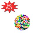 Valentine Rainbow Hearts 1  Mini Button (100 pack) 