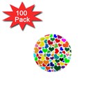 Valentine Rainbow Hearts 1  Mini Magnet (100 pack) 