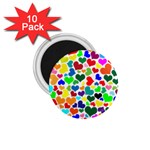 Valentine Rainbow Hearts 1.75  Magnet (10 pack) 