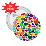 Valentine Rainbow Hearts 2.25  Button (10 pack)