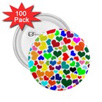 Valentine Rainbow Hearts 2.25  Button (100 pack)