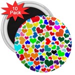 Valentine Rainbow Hearts 3  Magnet (10 pack)