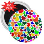 Valentine Rainbow Hearts 3  Magnet (100 pack)