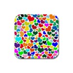 Valentine Rainbow Hearts Rubber Square Coaster (4 pack)