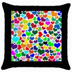 Valentine Rainbow Hearts Throw Pillow Case (Black)