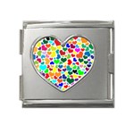 Valentine Rainbow Hearts Mega Link Heart Italian Charm (18mm)