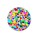 Valentine Rainbow Hearts Rubber Coaster (Round)