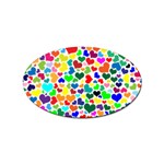 Valentine Rainbow Hearts Sticker (Oval)