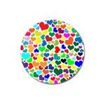 Valentine Rainbow Hearts Magnet 3  (Round)