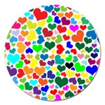 Valentine Rainbow Hearts Magnet 5  (Round)