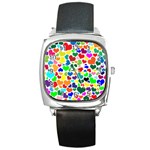 Valentine Rainbow Hearts Square Metal Watch