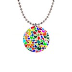 Valentine Rainbow Hearts 1  Button Necklace