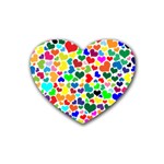 Valentine Rainbow Hearts Rubber Coaster (Heart)