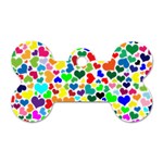 Valentine Rainbow Hearts Dog Tag Bone (One Side)