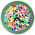 Valentine Rainbow Hearts Color Wall Clock