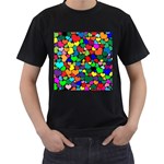 Valentine Rainbow Hearts Men s T-Shirt (Black)