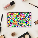 Valentine Rainbow Hearts Cosmetic Bag (Small)