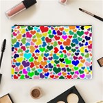 Valentine Rainbow Hearts Cosmetic Bag (Large)