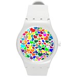 Valentine Rainbow Hearts Round Plastic Sport Watch (M)