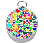 Valentine Rainbow Hearts Silver Compass