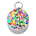 Valentine Rainbow Hearts Silver Compass (Mini)