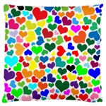 Valentine Rainbow Hearts Large Flano Cushion Case (One Side)