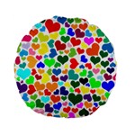 Valentine Rainbow Hearts Standard 15  Premium Flano Round Cushion 