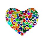 Valentine Rainbow Hearts Standard 16  Premium Flano Heart Shape Cushion 