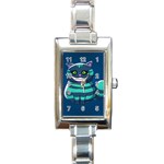 blue Cheshire Cat Rectangle Italian Charm Watch