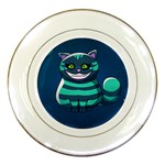 blue Cheshire Cat Porcelain Plate