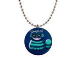 blue Cheshire Cat 1  Button Necklace