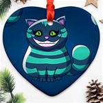 blue Cheshire Cat Heart Ornament (Two Sides)