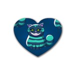 blue Cheshire Cat Rubber Coaster (Heart)