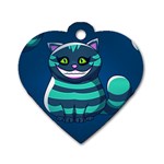 blue Cheshire Cat Dog Tag Heart (One Side)