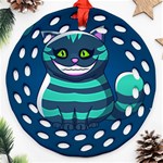 blue Cheshire Cat Ornament (Round Filigree)