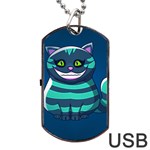 blue Cheshire Cat Dog Tag USB Flash (One Side)