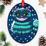 blue Cheshire Cat Ornament (Oval Filigree)