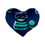 blue Cheshire Cat Standard 16  Premium Heart Shape Cushion 