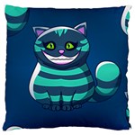 blue Cheshire Cat Large Flano Cushion Case (One Side)