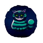 blue Cheshire Cat Standard 15  Premium Flano Round Cushion 