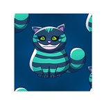 blue Cheshire Cat Small Satin Scarf (Square)