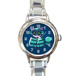 blue Cheshire Cat Round Italian Charm Watch