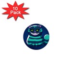 blue Cheshire Cat 1  Mini Button (10 pack) 