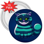 blue Cheshire Cat 3  Button (10 pack)