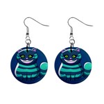 blue Cheshire Cat 1  Button Earrings